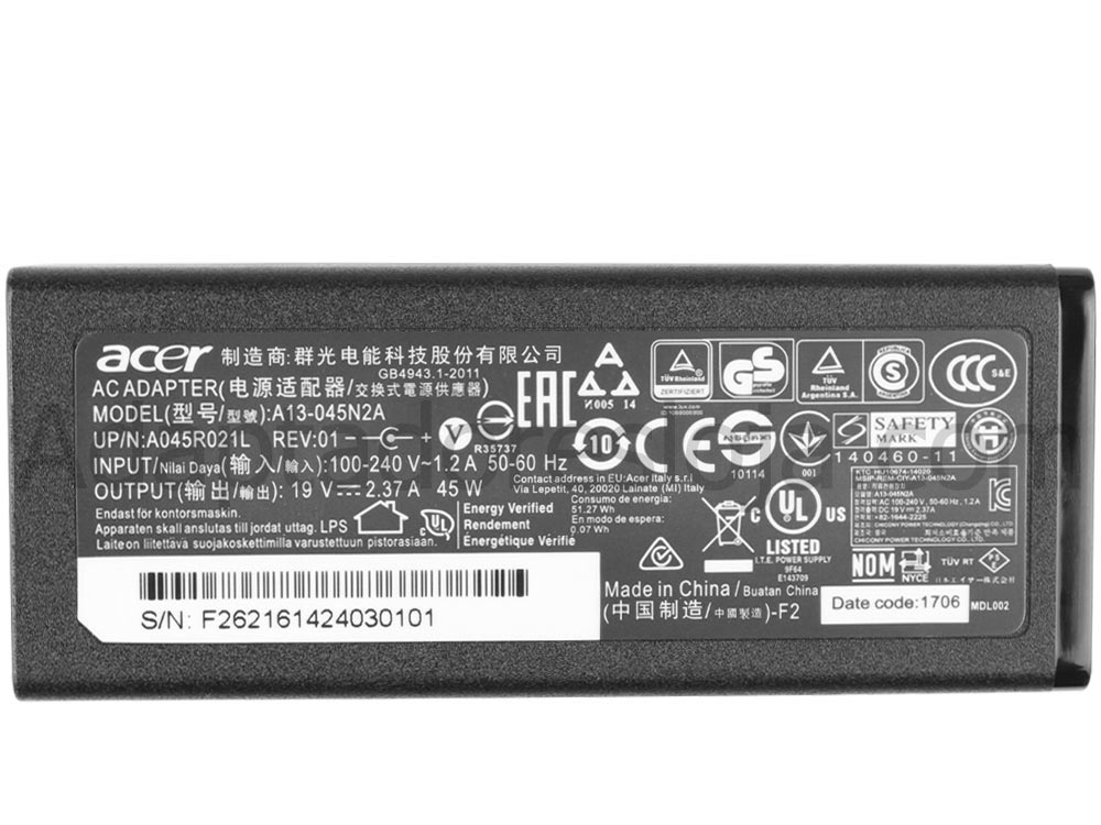 Chargeur pour Acer Chromebook 11 CB3-111 Alimentation Batterie
