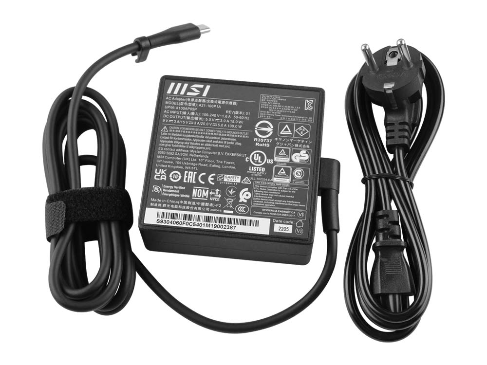 Original 100W USB-C MSI A100AP05P Chargeur AC Adaptateur